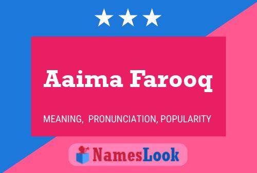 Aaima Farooq Name Poster