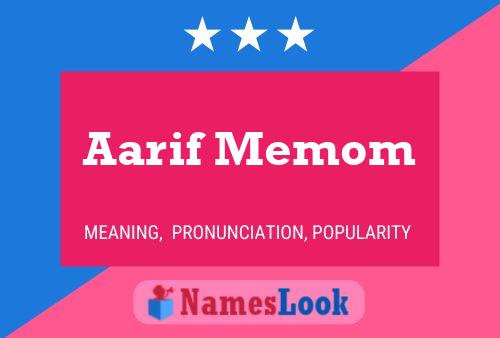 Aarif Memom Name Poster