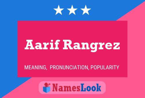 Aarif Rangrez Name Poster