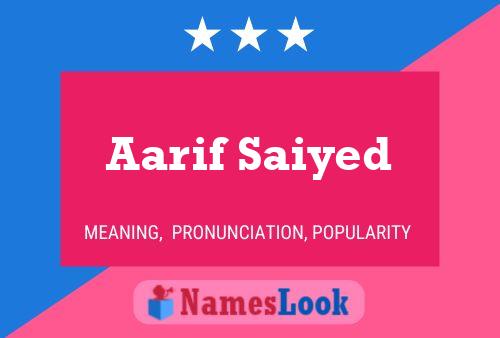 Aarif Saiyed Name Poster