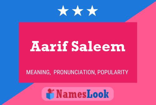 Aarif Saleem Name Poster