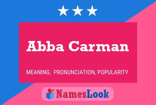 Abba Carman Name Poster