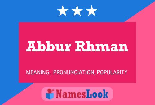 Abbur Rhman Name Poster