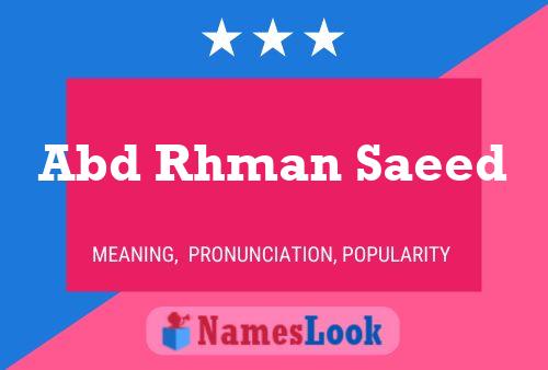 Abd Rhman Saeed Name Poster