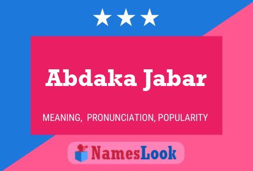 Abdaka Jabar Name Poster