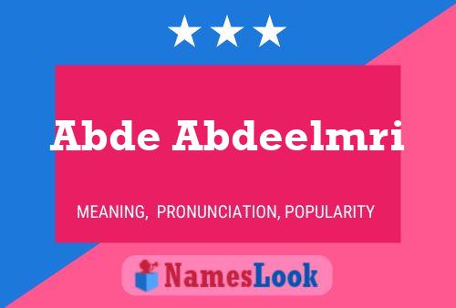 Abde Abdeelmri Name Poster