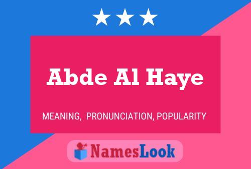 Abde Al Haye Name Poster