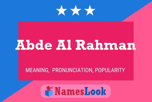 Abde Al Rahman Name Poster