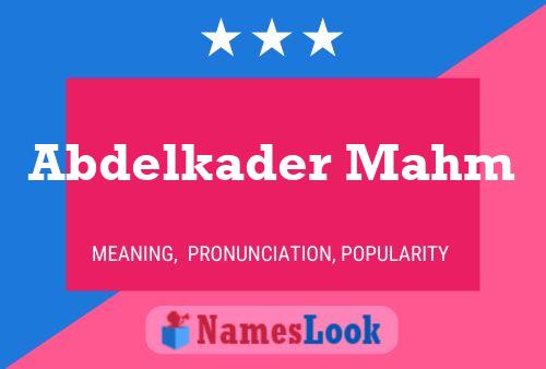 Abdelkader Mahm Name Poster