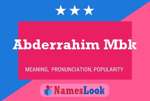 Abderrahim Mbk Name Poster