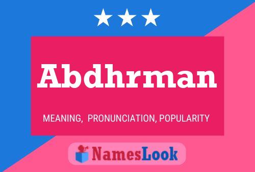 Abdhrman Name Poster