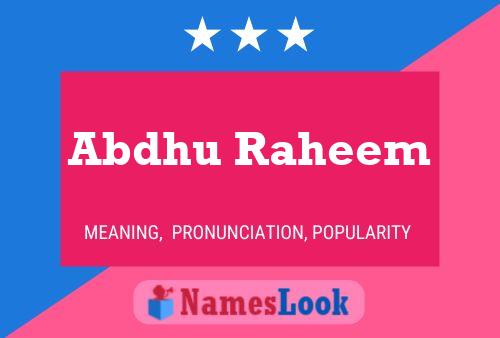 Abdhu Raheem Name Poster