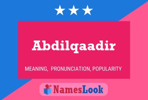 Abdilqaadir Name Poster