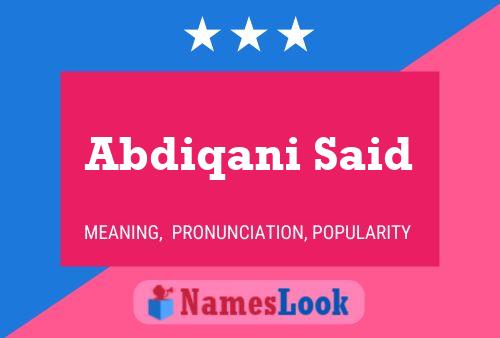 Abdiqani Said Name Poster