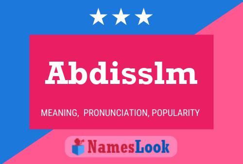 Abdisslm Name Poster