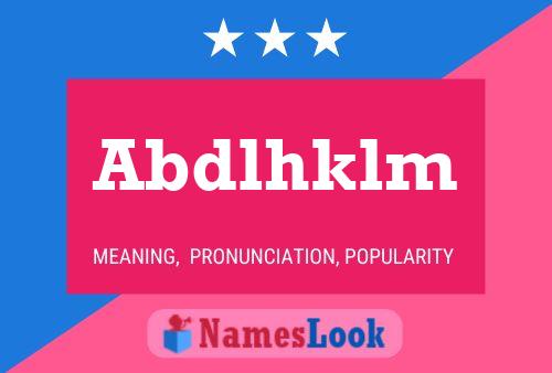 Abdlhklm Name Poster