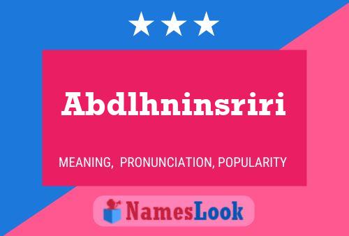 Abdlhninsriri Name Poster