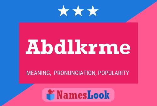 Abdlkrme Name Poster