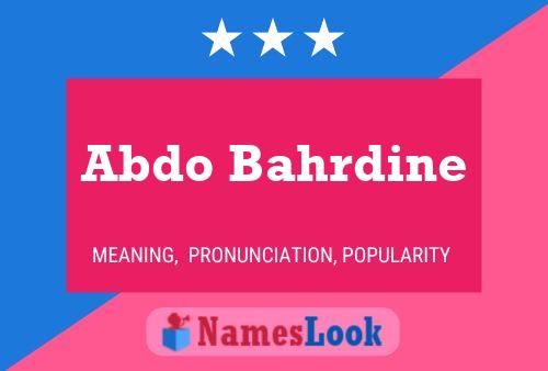 Abdo Bahrdine Name Poster