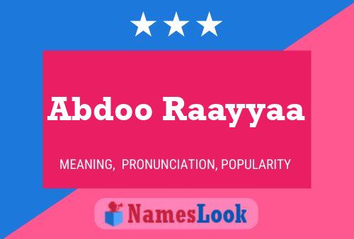 Abdoo Raayyaa Name Poster