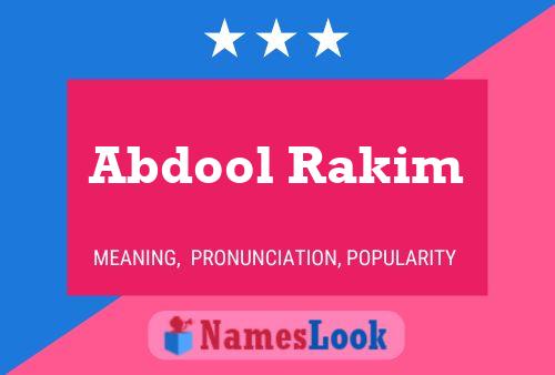 Abdool Rakim Name Poster