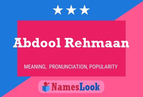 Abdool Rehmaan Name Poster