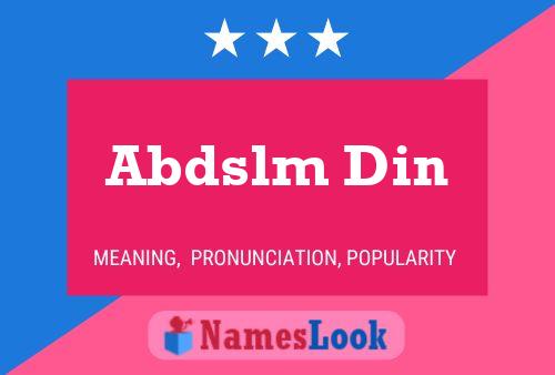 Abdslm Din Name Poster