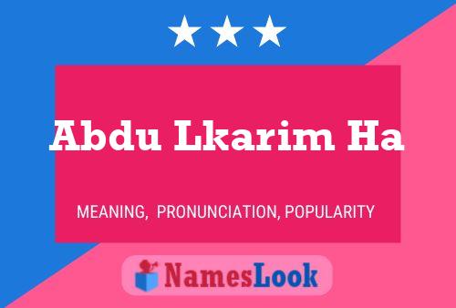 Abdu Lkarim Ha Name Poster