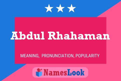 Abdul Rhahaman Name Poster