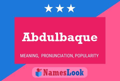 Abdulbaque Name Poster