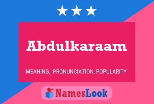 Abdulkaraam Name Poster