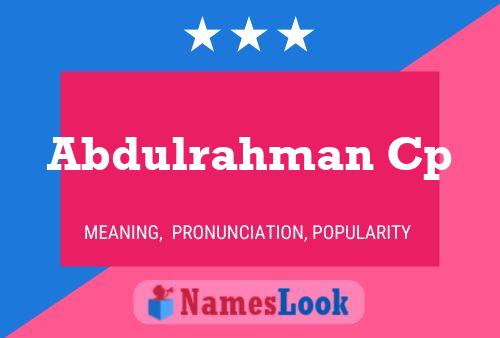 Abdulrahman Cp Name Poster