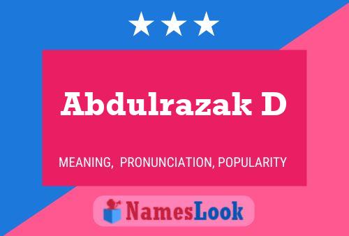 Abdulrazak D Name Poster