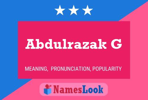 Abdulrazak G Name Poster