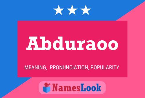 Abduraoo Name Poster