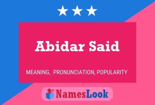 Abidar Said Name Poster