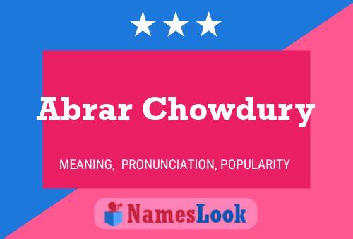 Abrar Chowdury Name Poster