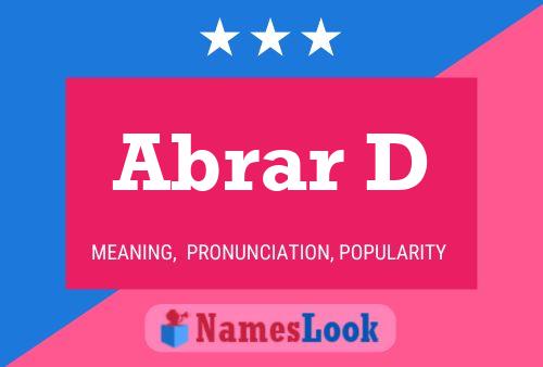 Abrar D Name Poster