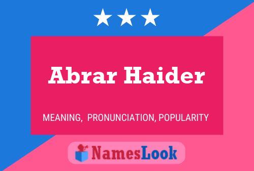 Abrar Haider Name Poster