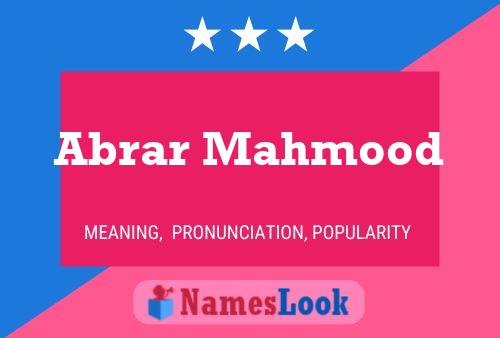 Abrar Mahmood Name Poster