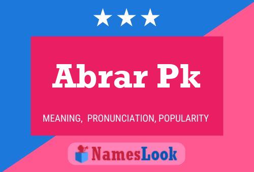 Abrar Pk Name Poster