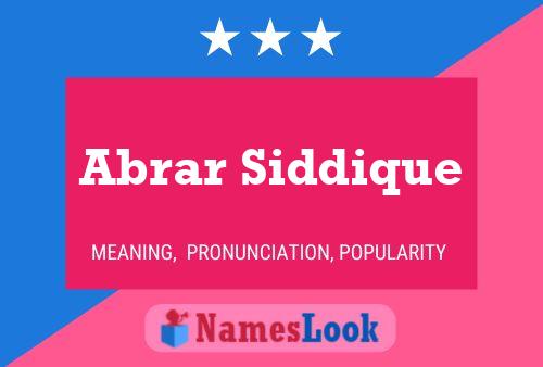 Abrar Siddique Name Poster