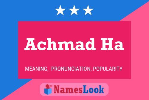 Achmad Ha Name Poster