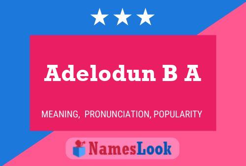 Adelodun B A Name Poster