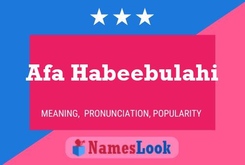 Afa Habeebulahi Name Poster