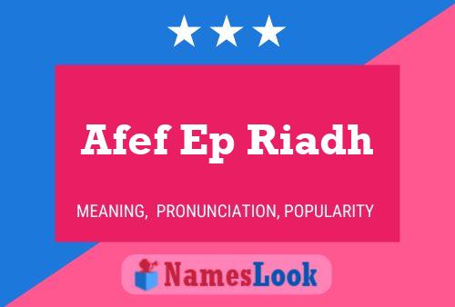 Afef Ep Riadh Name Poster