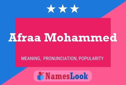 Afraa Mohammed Name Poster