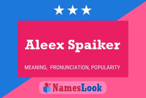 Aleex Spaiker Name Poster