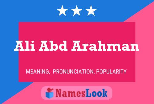 Ali Abd Arahman Name Poster