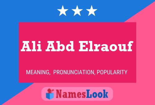 Ali Abd Elraouf Name Poster